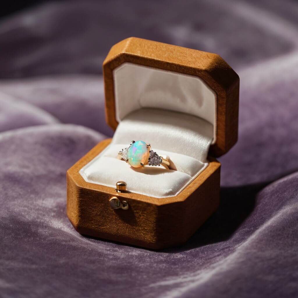 Anneau de mariage en opale : beauté, styles et guide d’entretien