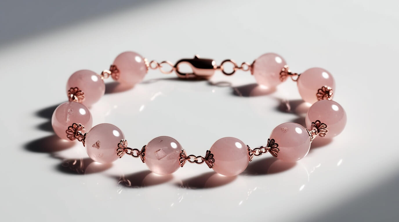 Bracelet en quartz rose pour femme – bienfaits, amour et équilibre
