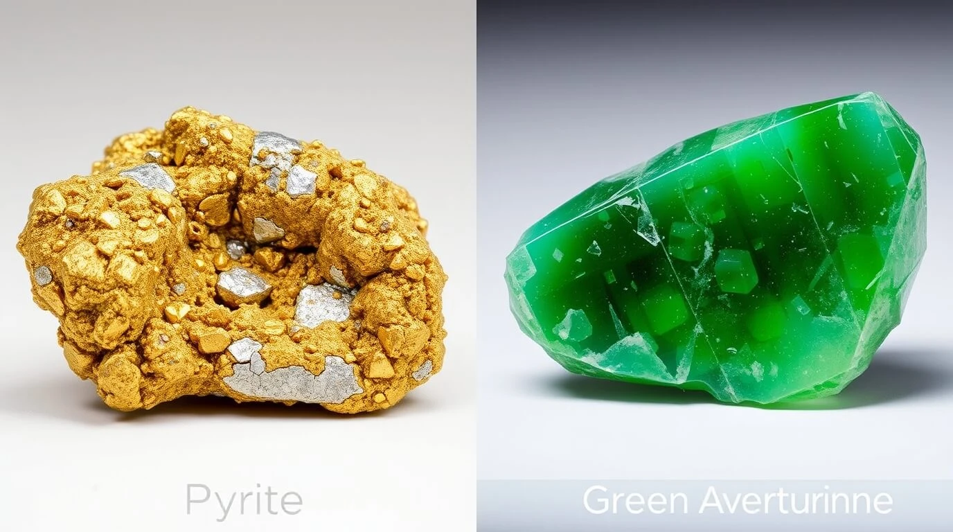 Signification de la pyrite et de l’aventurine verte ensemble : chance, confiance et prospérité