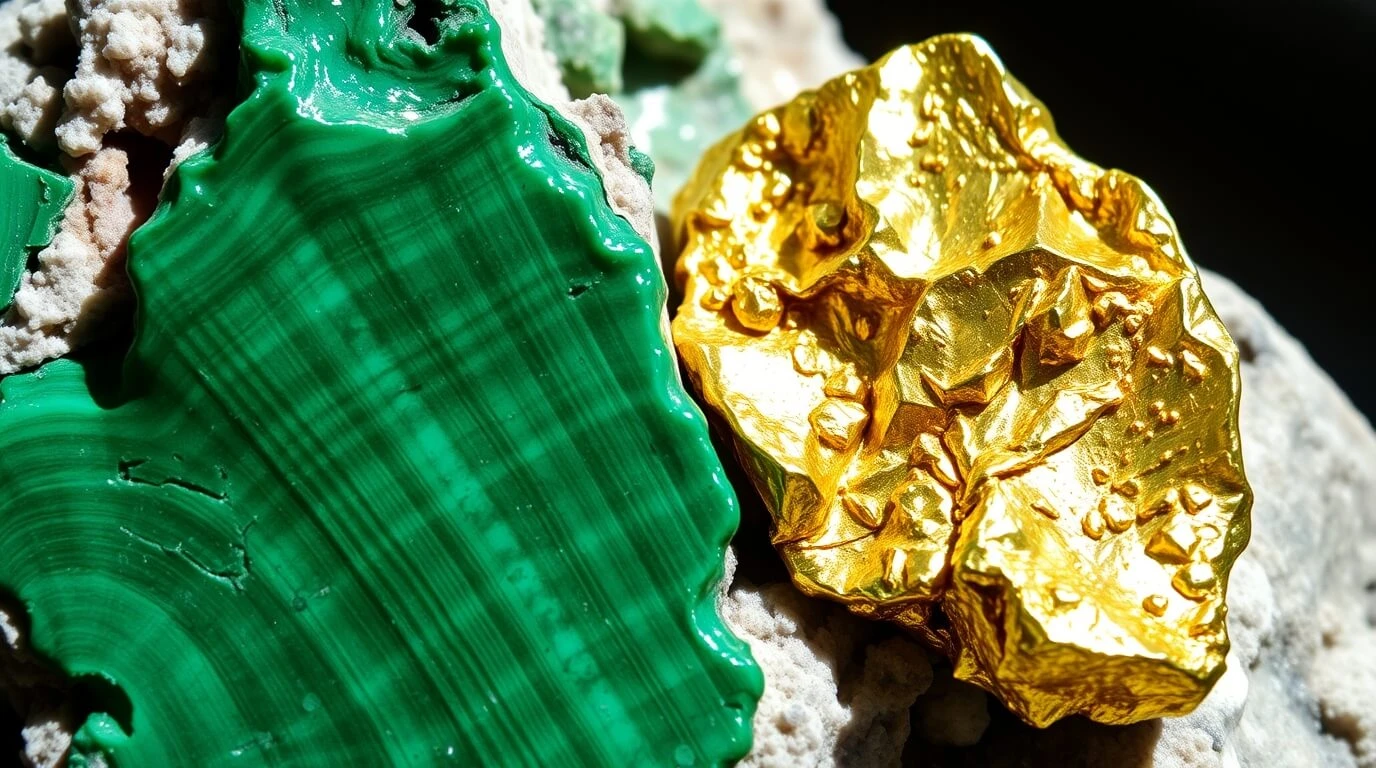 Malachite et Pyrite ensemble : signification et énergie de cette combinaison