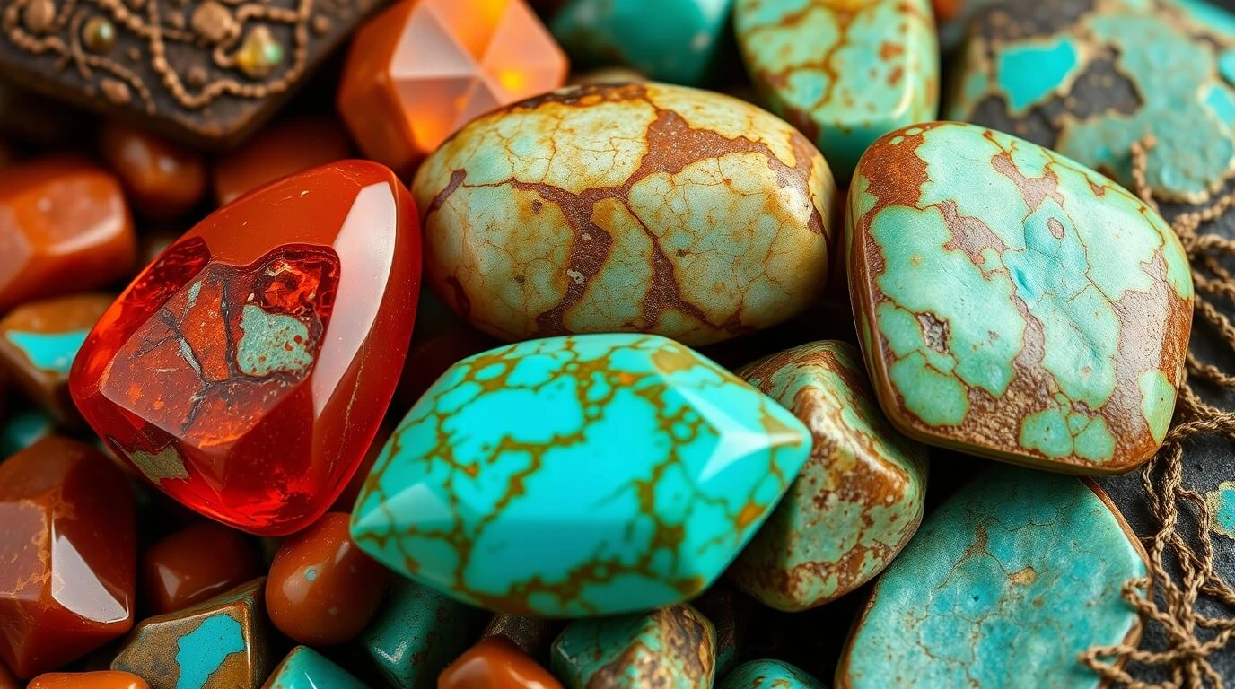 Cornaline et turquoise : signification et bienfaits de cette combinaison